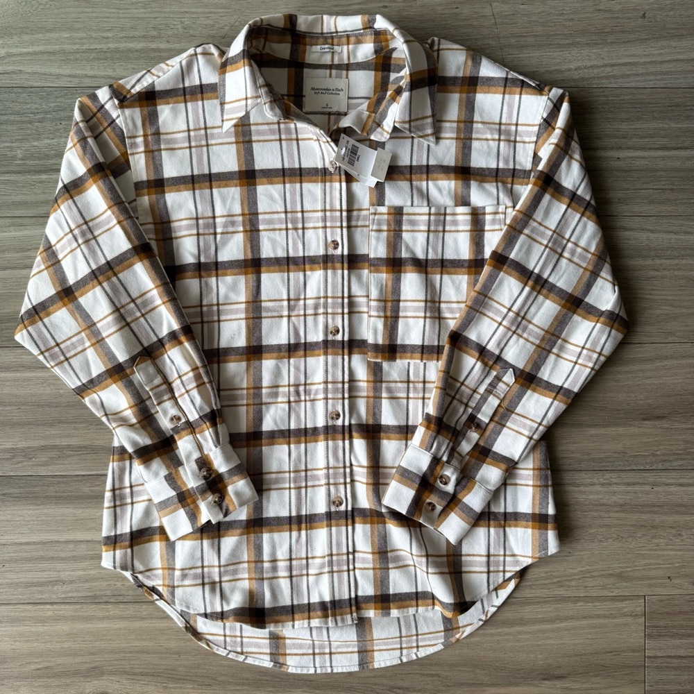 Abercrombie Soft A&F Collection Plaid Flannel Button Mens Shirt Size Small